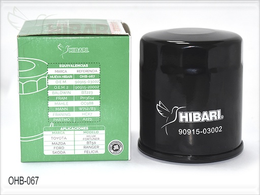 [PH-36141] FILTRO DE ACEITE ROSCADO   PH-966B/90915-03002   MAZDA 3 04-13   3 SPORT 09-13   CX-7 10-12   TRIBUTE 09-11   TOYOTA HILUX 04-14   TUNDRA 05-11   HIACE 06-16
